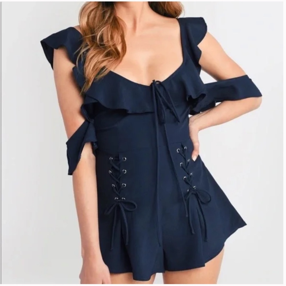 Blue Ruffle Tobi Romper - Picture 2 of 5